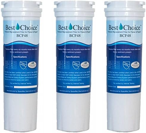 Best Choice Water Filter BCF48 Compatible With Fisher & Paykel 836848 Refrigerator Replacement Cartridge E402B, E442B, E522B, RF90A180DU, EFF-6017A (3-Pack)
