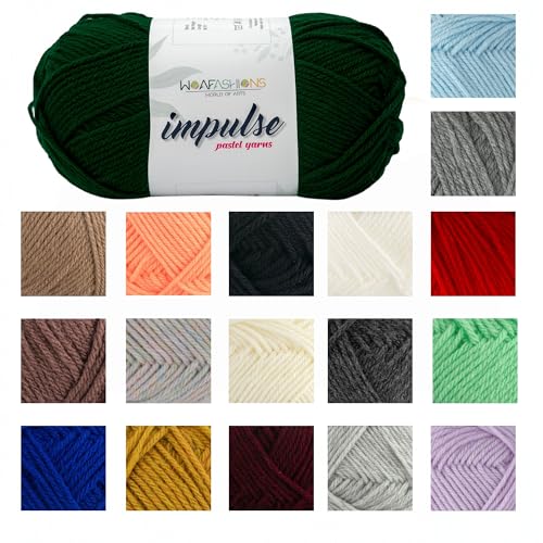 Image of WOAFashions Impulse Hand Knitting & Crochet Yarn, Premium Acrylic, 4 : Medium (Rain Forest) (4x100gms / 14.1oz)