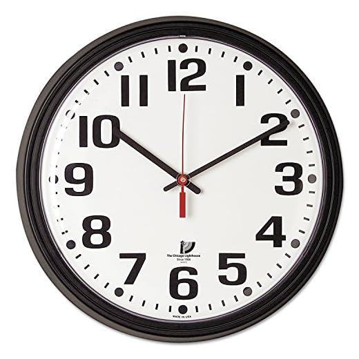 Chicago Lighthouse 13.75" Black Contract, Bold Numbers Commercial/Residential Quartz Movement Wall Clock