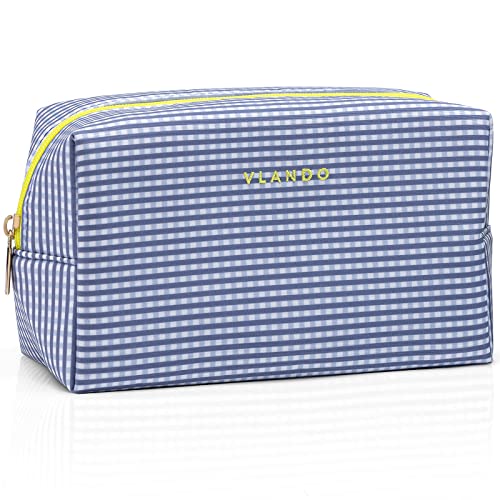 Vlando Travel Makeup Bag, Makeup Bag Organizer,Gift Ideas for Women Girls,Makeup Storgae Bag with Dividers and Handle,Gifts for Christmas,Birthday,Wedding Beige A.Beige M