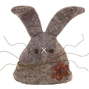 Gray Primitive Bunny with Rustic Daisy