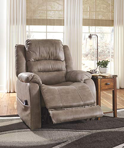 Signature Design by Ashley Barling Power Recliner Adjustable Headrest Mushroom