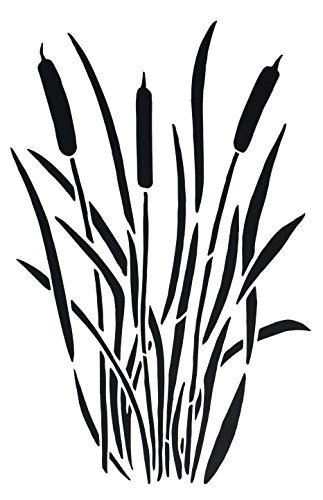 Acid Tactical® 5 Pack - 14" Camouflage Airbrush Spray Paint Stencils - Duracoat Gun Duck Boat Camo - Cattails Bark & Fern Set #TOP2