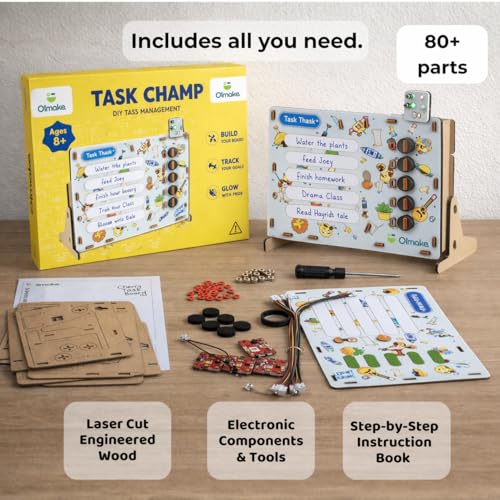 Image of (Formerly MakerVerse) Task Champ DIY Electric Kit | Habit Builder | STEM Kit | Task Tracker | Chore Chart | Birthday Gift for Boys & Girls 8, 9, 10, 11, 12, 13, 14 Years