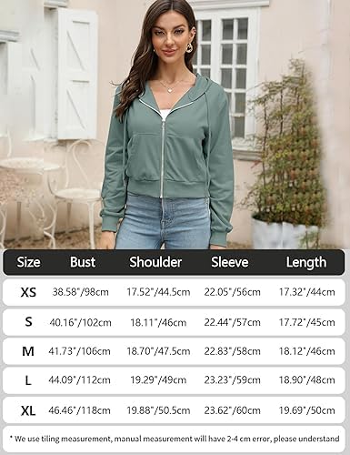 Image of Casual Wear Solid Crop Zipper Jacket Hooded Neck Full Sleeves with Kangaroo Pocket Hoodie for Women