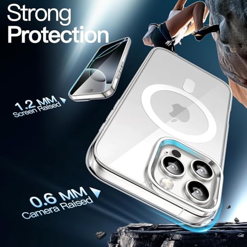 Image of JGD Magnetic Case for iPhone 16 Pro Max 6.9-Inch Compatible with MagSafe, Shockproof Phone Bumper Cover, Anti-Scratch Clear Back (Clear)
