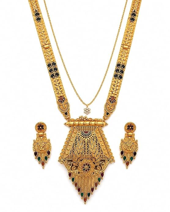 Mangalsutra for Women Gold Plated Traditional Mangalsutra Set with Earrings | Stylish Bridal Jewellery Set for Wife, Girls & Ladies | Wedding, Anniversary, Festive & Daily Wear
