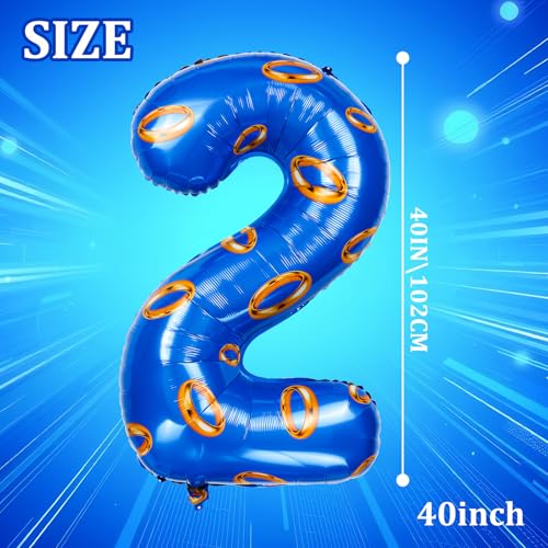 Image of Number 40 Inch Blue and Gold Ring Balloon Birthday Number Decoration Aluminum Film Balloon Suitable for Boys and Girls Blue Theme Party Cartoon Party Decoration Supplies (2)