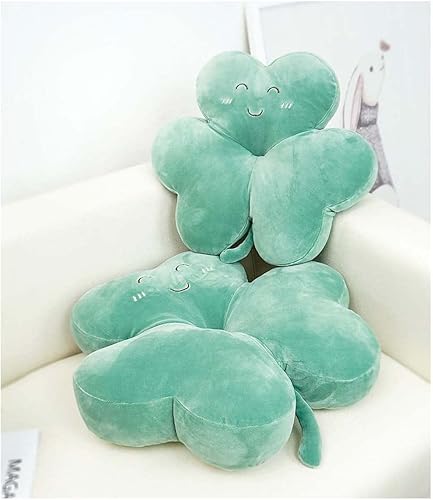Cyprinus Carpio 2 piezas Smile Face Trifolium almohada de felpa verde trébol cojín decoración habitación verde 215 pulgadas