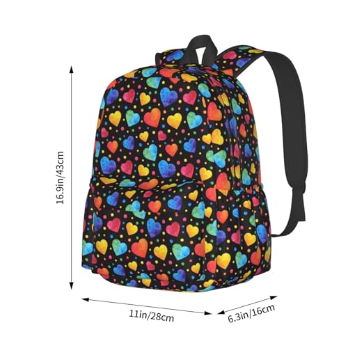 Watercolor Hearts Casual Daypack Laptop Bag School Bookbag Travel Backpack For Kids Teen Boy Girl2