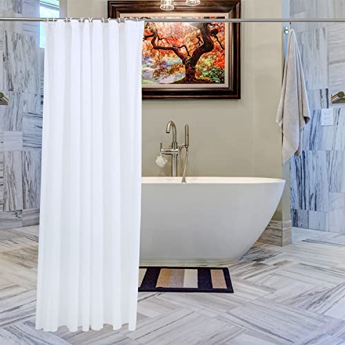 Weddecor Shower Curtains Mould Proof Resistant, Waterproof PEVA Shower Curtain Heavy Duty Bathroom Curtains, With 12 White Plastic Hooks, 180cm x 180cm, White