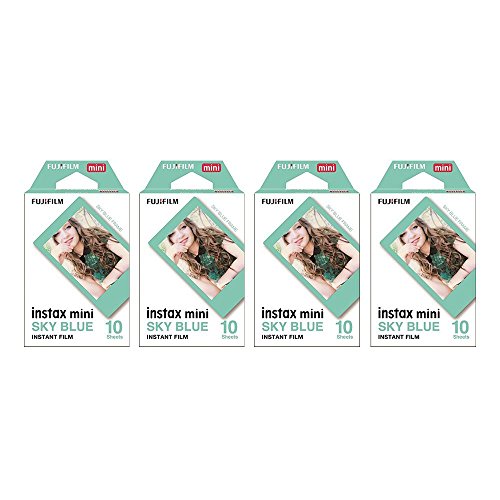 Image of Fujifilm Instax Mini Instant Film Sky Blue Frame 4-Pack Bundle Set, Film Sky Blue Frame (10 x 4) for Mini 90 8 70 7s 50s 25 300 Camera SP-1 Printer
