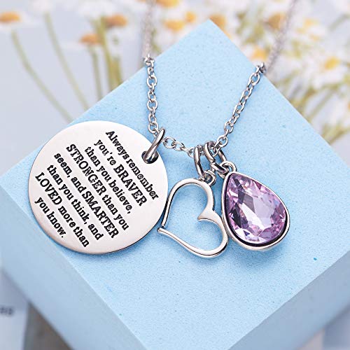 LParkin You Are Braver Than You Believe Awareness Necklace Birthstone Graduation Gift Best Friend Encouragement Gifts … - Thumbnail 4