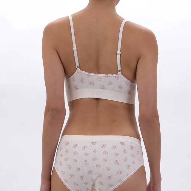 Laura Ashley Women's Pointelle and Lace Bralette Set, Seamless