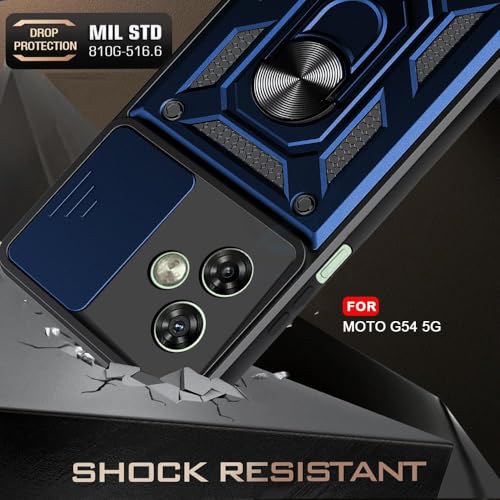 Image of AIBEX Back Cover for Motorola G54 5G / Motorola G64 5G | D10 Tough Armor Case | Sliding Camera Shield | 360 Protection | Kickstand Ring Holder | Military-Grade Shockproof Bumper Case