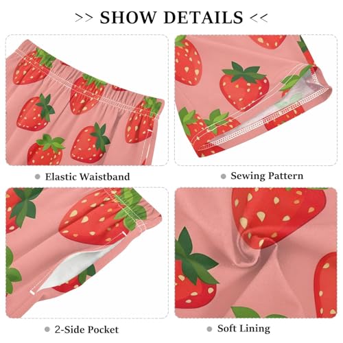 ALAZA Cute Fruit Strawberry Pajama Shorts Sleep Shorts Pant Lounge Pajama Bottoms Elastic Waist with Pockets3