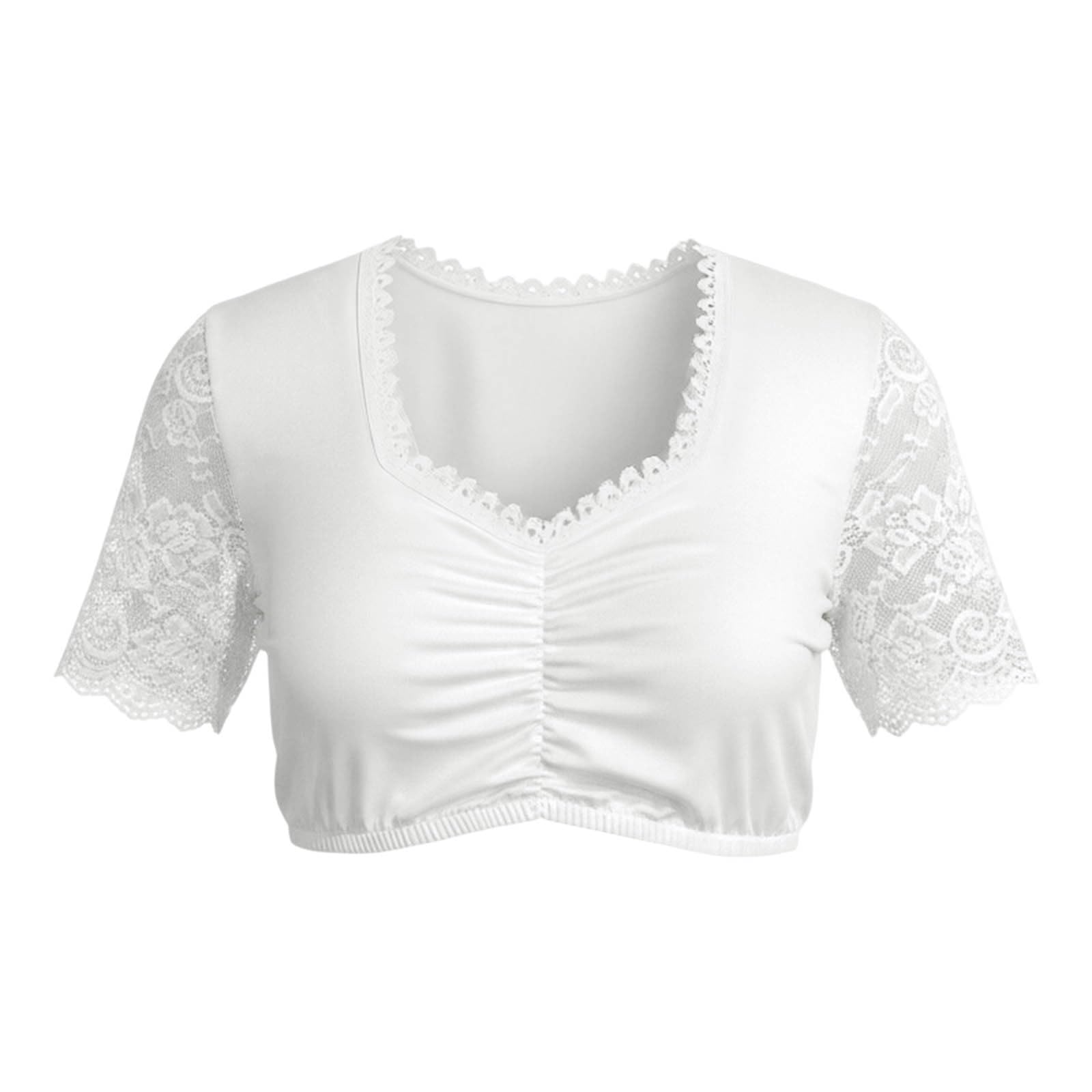 Bluse Dirndl Trachtenblusen Bluse Damen Mit Dirndl Bluse Spitze Bayerischem Elegante Oberteile Damen Trachtenbluse Oktoberfest Kostüm Für Oktoberfest Outfit Dirndlkleid Tracht Bluse Weiß/schwarz