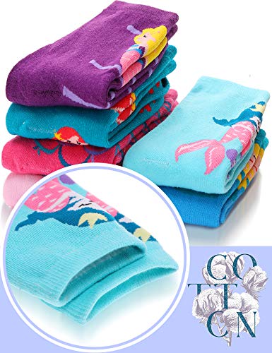 Image of Anlisim Girls Socks Cute Animal Pattern Cartoon Novelty Fashion Soft Cotton Socks 6 Pairs
