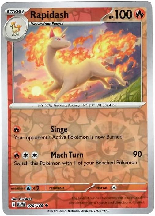 Pokemon - Rapidash 078/165 - Pokemon 151 - Reverse Foil - Single Card