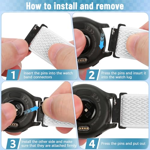 Elastic Quick Release 18mm Watch Bands Compatible with Garmin Venu 3S/Venu 2S/Vivoactive 4S/Vivomove 3S/Forerunner 255S/255S Music/Forerunner 265S, Adjustable Stretchy Nylon Loop Replacement Straps by Puhuite - Used condition - Image 4