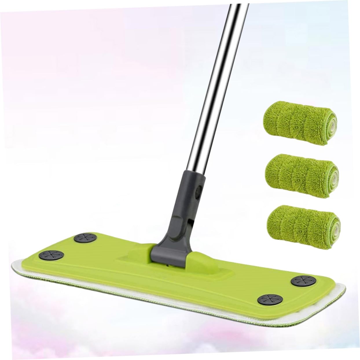 Mop per Pavimenti in Legno Rotante in Microfibra con Panni Lavabili Pulizia Facile e Rapida e Ufficio Snodabile per Angoli Difficili Materiali Resistenti e Leggeri Colore Verde