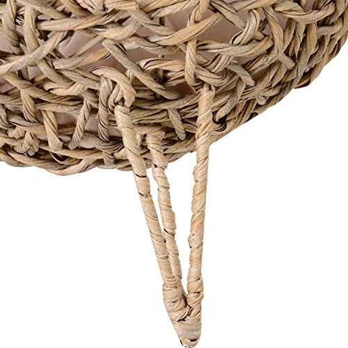 PawHut Rattan Elevated Cat Bed House Kitten Basket Ball-Shaped Pet Furniture w/ Removable Cushion - Natural