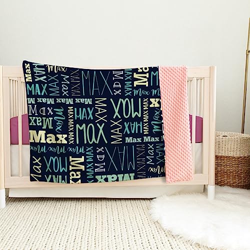 Image of Custom Baby Blanket - Personalized Names Design - Soft Plush Blanket with Double Layer Dotted Backing for Boys Girls Color09(47x60 inches)