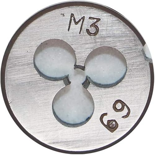 Miniatura 2 de HSS 0.118 in X 0.5 Mano derecha métrica redonda muere, rosca de máquina muere paso M3 X 0.020 in para el mecanizado de moldes, acero de aleación