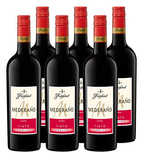 Freixenet Mederaño Tinto Lieblich (6 x 0,75 l) - Lieblicher Rotwein aus Spanien, fruchtig, vollmundig und samtig im Geschmack, perfekt zu Gegrilltem oder Käse