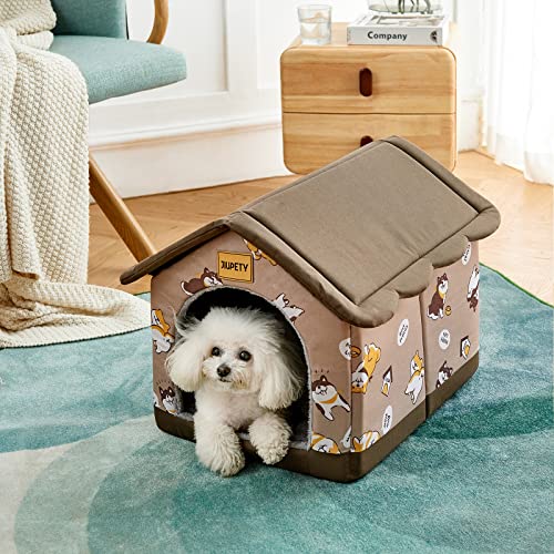 Jiupety Dog House Indoor, M Size Indoor Dog House for Medium and Small Dog, Warm Cave Sleeping Nest Bed for Cats and Dogs, Brown - Image 5