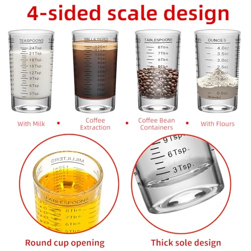 Vaso medidor de vidrio 4 oz con base pesada miniatura 4
