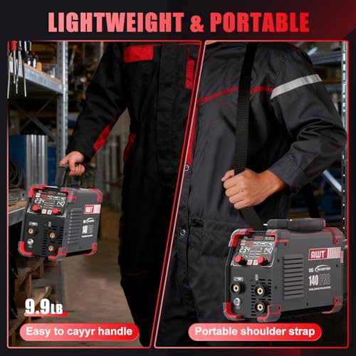 Image of AWT LED Digital Display 140Amp MIG Welder Flux Core MIG Welder /Stick /Lift TIG 3 in 1 Welding Machine,Welder Machine 110V With Synergy IGBT Inverter, Portable Gasless Welder Equipment