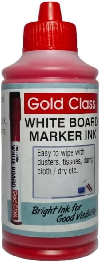 Gold Class White Board Marker Bottled Ink, 100ML | Easily refillable | Suitable for Marker Pens with Multiple Surfaces | Office Stationery | School Stationery- Pack of 1 (Red)