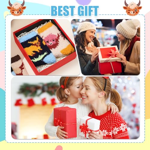 Image of Skicuff 6 Pairs Women Fuzzy Socks Bulk Slipper Warm Sleeping Crew Socks for Women Men Microfiber Soft Holiday Teacher Gifts