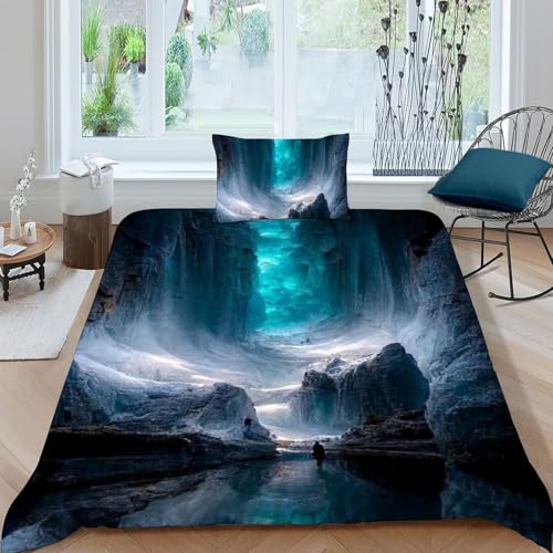 Housse de couette single microfibre La Vallée Bedding et taie d'oreiller imprimé 3D - 3
