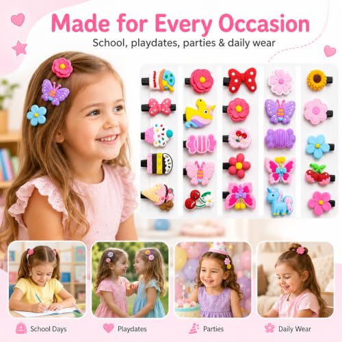 Image of 20 Pcs Hair Accessories for Kids Girls | Cute Baby Hair Clips Set of 2 Packs in Mixed Designs & Colours | Hair Accessories for Baby Girls | Kids Hair Clips for Girls Daily Wear | Mixed Designs