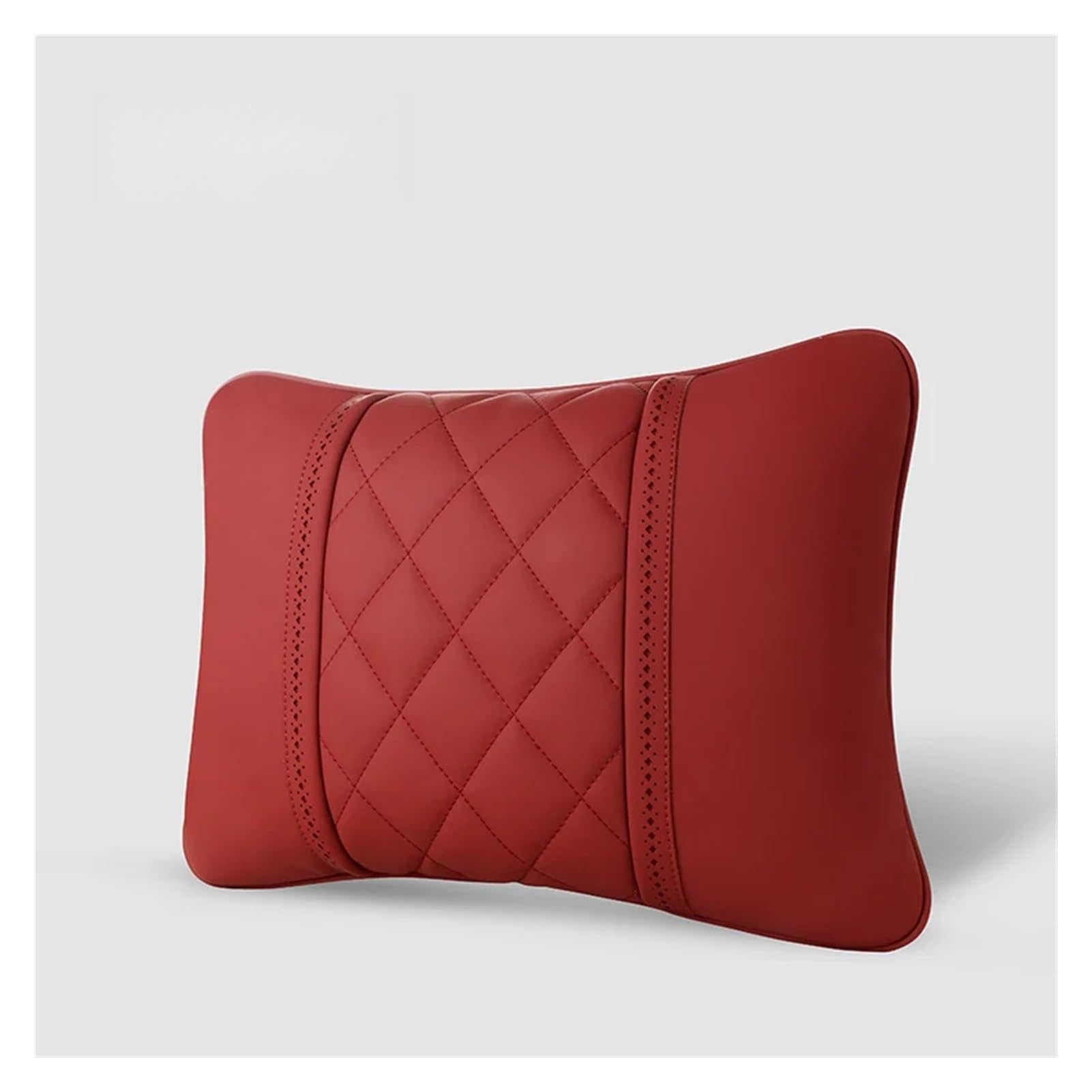 Hviyroi car seat cushion Car Seat Lumbar Pillow Headrest NAPPA Leather Neck Rest Luxury Accessories(Red)