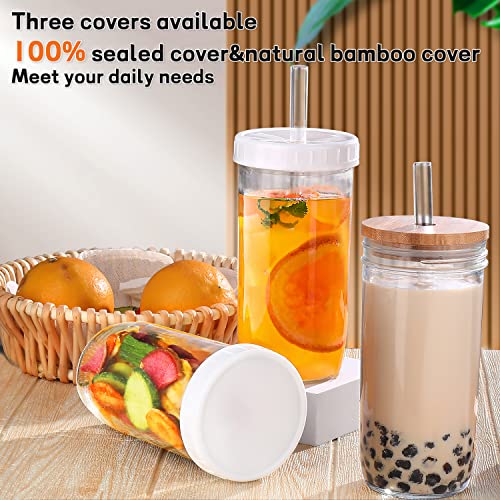 Dwts Danweitesi Mason Jar With Lid And Straw, 24Oz Glass Cups With Lid And Straws 【4 Pack】, Drinking Glasses-Wide Mouth Reusable Drinking Glasses- Iced Coffee Cups Glass With Lids,Vasos De Vidrio #TOP1