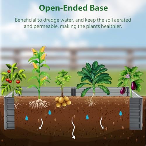 Thanaddo Raised Garden Bed Outdoor Planter Box Galvanized Steel Garden Bed Kit For Vegetables thumb #4