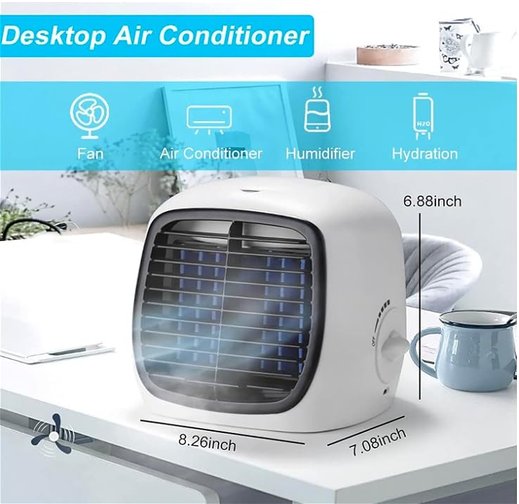 Raffreddatore d'aria portatile e umidificatore, raffreddamento ad alta efficienza energetica con funzione nebulizzatore per uso personale in casa o in ufficio