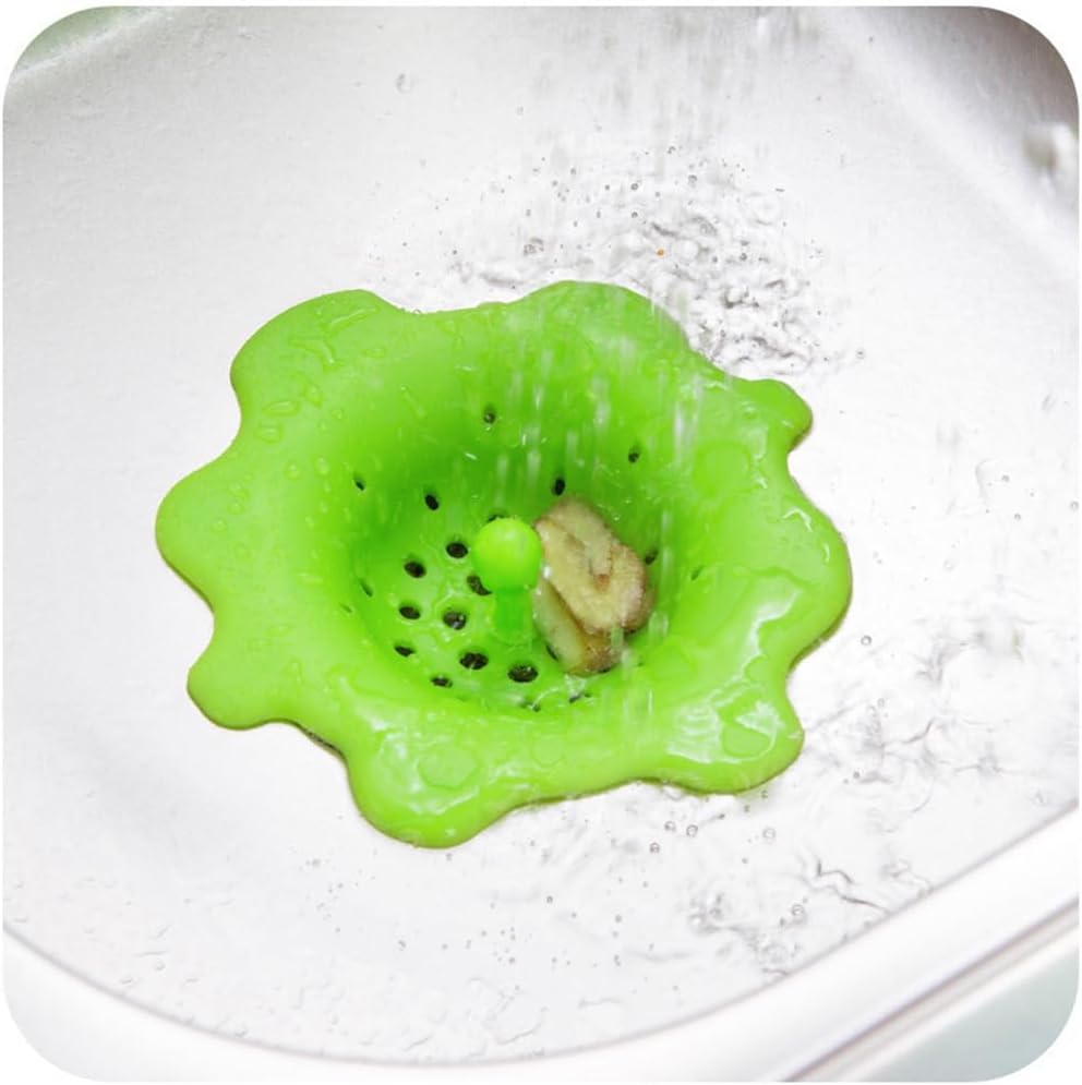 Silicone Kitchen Sink Strainer Flower Shape 5.51 Inch Drain Filter Hair Catcher Fits Most Sink Drains Garbage Disposals Easy Installation