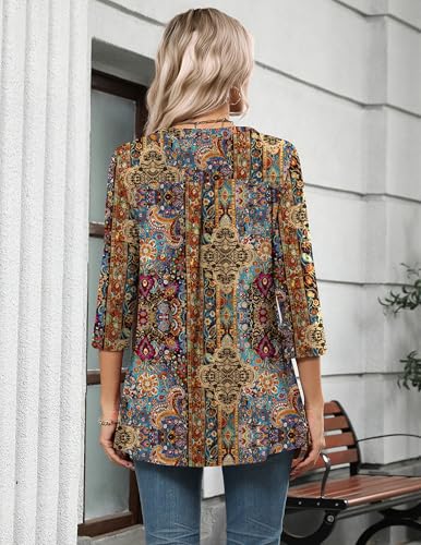 Image of Zeagoo Womens 3 /4 Length Sleeve Tops V Neck Tunic Dressy Casual Blouse