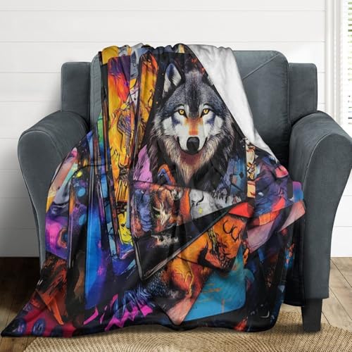 Plaid flanelle doux train Wolfss idéal déco salon enfant