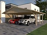 25 Grad Dachneigung Carport Satteldach MONTE CARLO VIII 600x600cm KVH mit 2 Leimholzbögen Bausatz