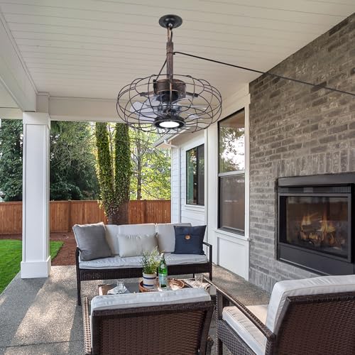 15" Outdoor Ceiling Fan with Light, with Remote and App Remote, IP65 Waterproof Gazebo Hanging Fan, 3CCT Dimmable, Portable Plug in Ceiling Fan with Cord Hook for Patio Porch Pergola (Antique Bronze) by COCOSTAR - Image 9