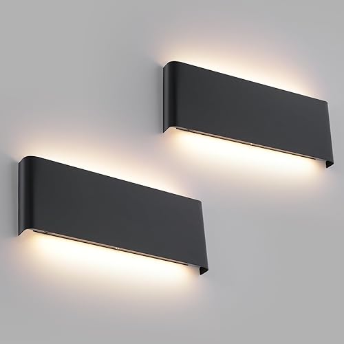 Miniatura 29 de Paquete de 4 lámparas de pared para exteriores de 12 W, para exteriores e interiores, apliques de pared LED negros modernos, IP65, impermeables, Luz