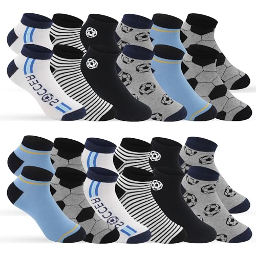 Geyuwoz 12 paires de Chaussettes Enfant de sport Chaussettes Garçon 31-34 en Coton Coloré pour enfants