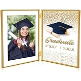 Sintuff 8' x 10'' Brass Double Picture Frame Clear Double Folding Hinged Frame Acrylic Memorial Photos Displayed Stand for Desktop Artwork Certificate Plants Specimen Wedding Graduation Gifts