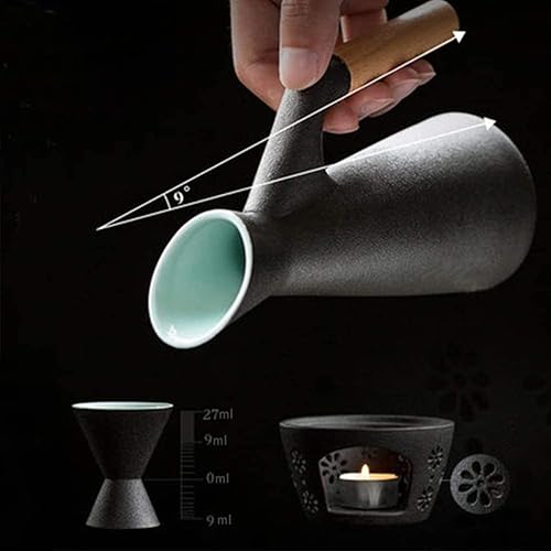 Miniatura 7 de SXRC Juego de 8 tazas de sake con maceta calentadora, diseño elegante, el mejor regalo para familiares y amigos, con 4 tazas de sake, 1 maceta de