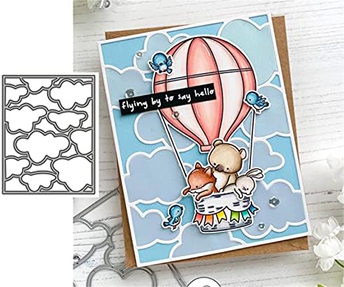 Ammsochy Cutting Dies Kit Metal Stencils Background Scrapbooking Tools DIY Craft Carbon Steel Embossing Template for Paper Card Making Album Arts Crafts Supplies (Cloud Hollow frame-11.1x14.3cm)